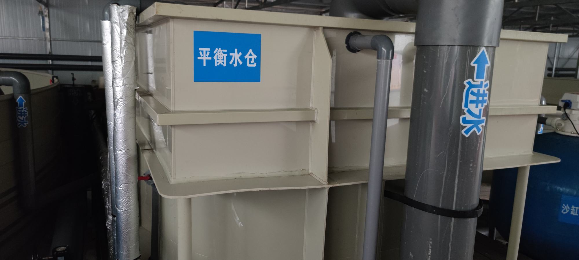 共青城RAS养殖基地平衡水仓与UV杀菌灯系统实拍